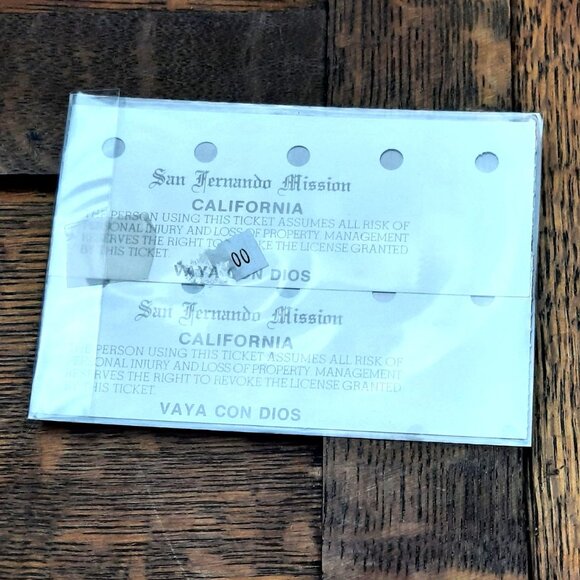 Vintage Ticket Stubs San Fernando Mission California 4 Dollar Admission Pair - Picture 2 of 2